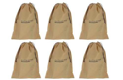 SHOESHINE Beige Shoe Bag (Pack of 6) Travel Pouch for Shoes Packing & Storage for Men & Women Perfect Organzier