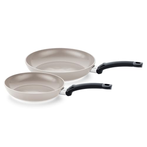 Fissler Ceratal Classic Pfannen-Set / 2-teilig, Aluminium-Pfanne, Keramik-beschichtet (24+28 cm) Ceramic Bratpfanne antihaftend – Induktion, Grau