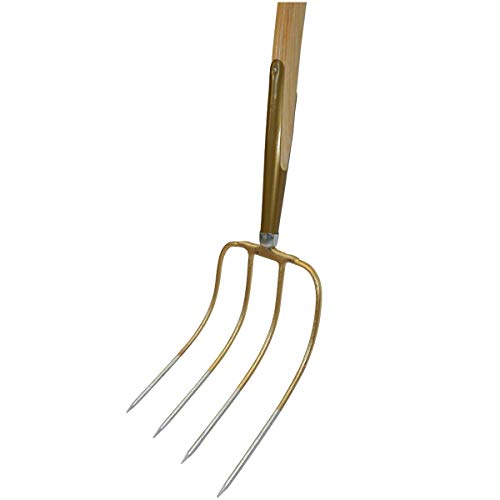 Foto von SHW-FIRE Dunggabel - Stabile 4 Zinken Gabel mit Schienenzwinge für Profis. Praktischer 135 cm Stiel