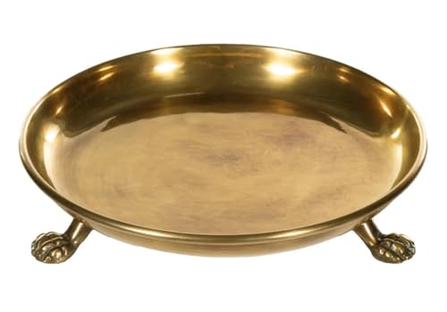 Alice Lane Round Clawfoot Dish Large Gold Candle and Jewelry Display Tray