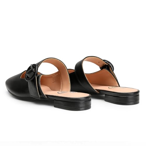 Trary Mules for Women Black Mary Jane Mules with Adjustable Buckle Flats for Women Slip On Shoes Loafers for Casual Work Travel by Trary - Used condition - Image 4