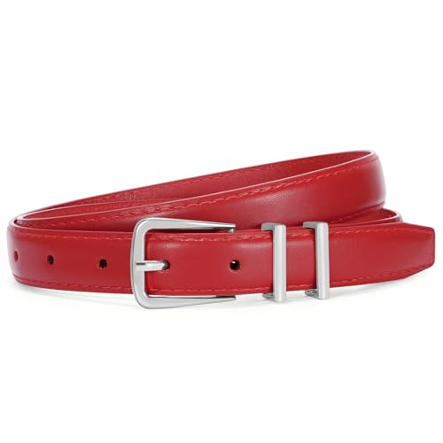 SUOSDEY Womens Skinny Leather Belt Solid Color Waist Belt with Pin Buckle for Jeans Dress Pants