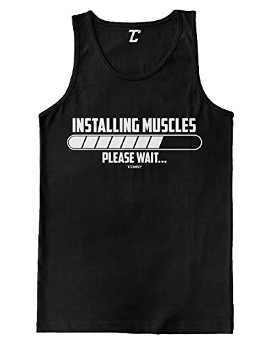Installing Muscles Please Wait - Gym Workout Men's Tank Top (Black, Large)