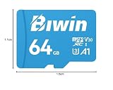 Biwin MS100 Micro SDXC Card 64GB, karta pamięci MicroSD UHS-I, 4K UHD A1 V30 U3 Class 10, prędkość odczytu do 100 MB/s dla smartfonów, tabletów, domowych kamer bezpieczeństwa i kamer samochodowych