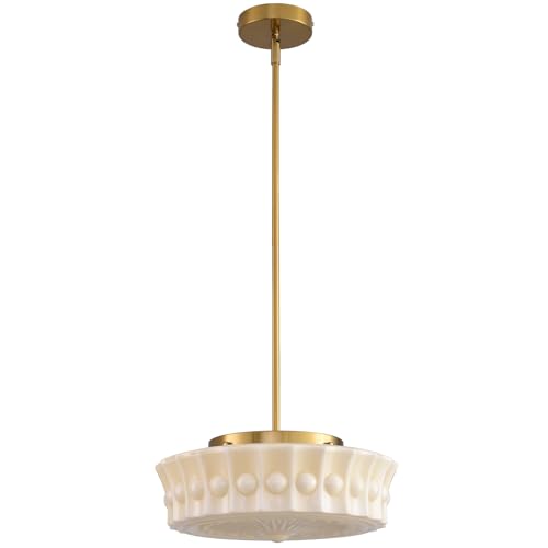 Cream Glass Pendant Lights Kitchen Island, Gold Mid Century Kitchen