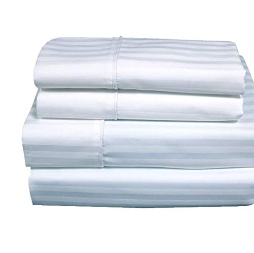 Standard White Cotton-Blend Wrinkle-Free Pillowcases 650-Thread-Count Stripe 2 Pillow Cases #TOP10