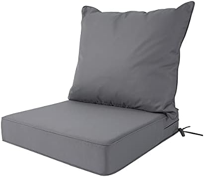 PALMTALL Outdoor/Indoor Deep Seat Water Resistant Chair Cushion Replacement Patio Funiture Seat Cushion Gray