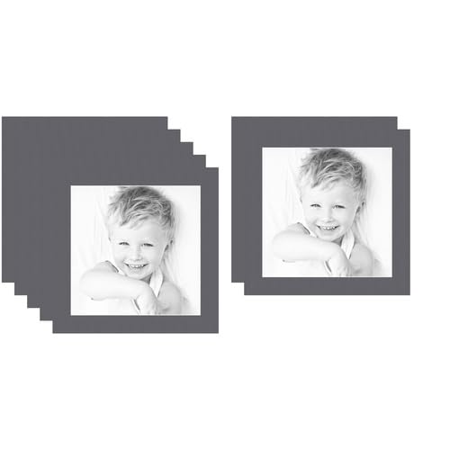 12x12 Granite/Mountain Grey Custom Mat for Picture Frame with 8x8 Opening Size (Mat Only, Frame NOT Included) - 7 Pack