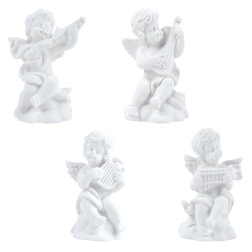 Set de 4 estatuas mini de ángeles de resina para decoración