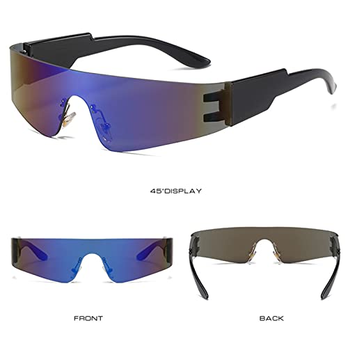 EQNSMDTGZ Okulary Przeciwsłoneczne Damskie Okulary Przeciwsłoneczne Sportowe Na Zewnątrz Odblaskowe Hip-Hop Vintage Spersonalizowane, Kolor niebieski, 70AA