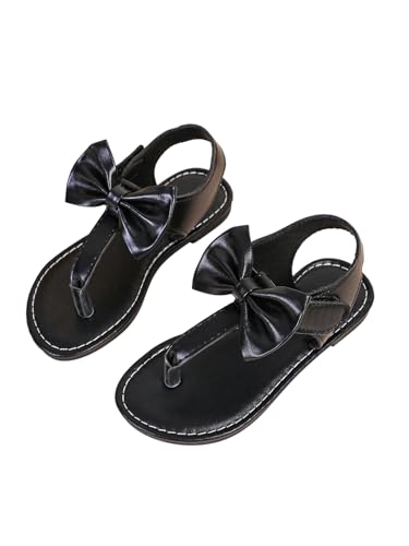 Verdusa Girl's Summer Bow Sandals Vacation Open Toe Ankle Strap Flat Thong Sandals