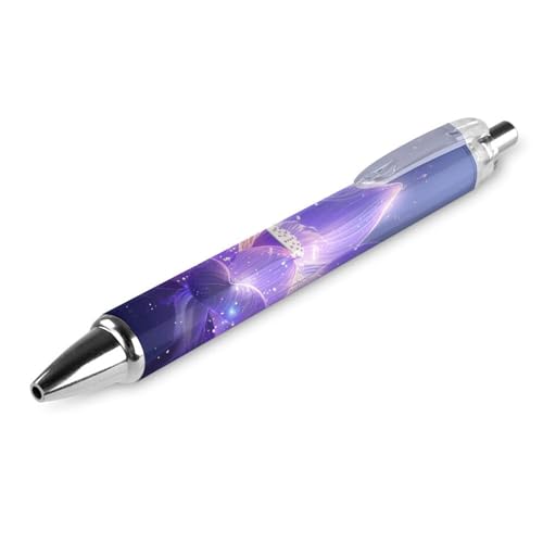 Bolígrafo retráctil que evita manchas de tinta, juego de 4 piezas con diseño morado 6