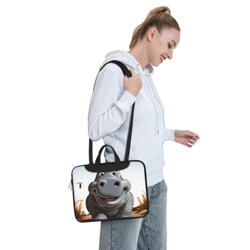 Cartoon Hippo Bolso Tote para Laptop Unisex miniatura 7
