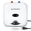 DAORDAER 110/120v 1.5kw Mini Tank Electric Water Heater 2.5 Gallon Compact Under Sink Water Heater Knob Temperature Adjustment Instant Hot for Home Kitchen (2.5 Gallon- White)