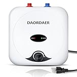 DAORDAER 110/120v 1.5kw Mini Tank Electric Water Heater 2.5 Gallon Compact Under Sink Water Heater Knob Temperature Adjustment Instant Hot Water Heater for Home Kitchen (White)