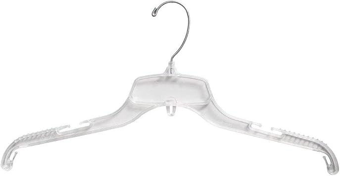 NAHANCO 17 Heavy Weight, Plastic Shirt/Dress Hangers, Clear Pack of 100, Made in USA