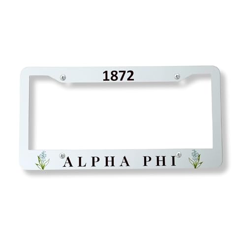 Alpha Phi Year Founded 1872 Aluminum License Plate Frame (White) *Officially Licensed*