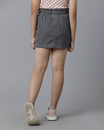 Image of Under Fourteen Girls Pullon Denim Skirt | Skirt for Girls | Woven | 14-15 Yrs(Grey)