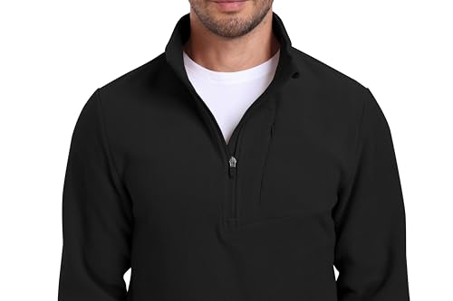 MoFiz Mens Quarter Zip Fleece Pullover Golf Zipper Pockets Long Sleeve Mock Neck Thermal Lightweight Sweatshirt4