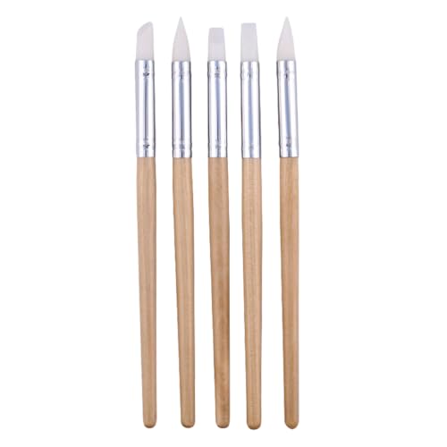 Operitacx Ensemble D'Outils De Sculpture pour Poterie 5 Pièces Kit De Modelage Argile Et Pâte Polymère avec Pinceaux Silicone Souple pour Loisirs Créatifs Et Cours Artistiques