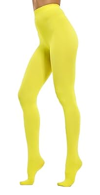 HeyUU Mujeres Coloridas pantimedias semi-opacas 80 DEN Pantimedias de soporte de microfibra(Amarillo,XS-S) | Ya disponible en tu tienda friki favorita! En mundofriki.es!