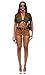Forplay Women's Safari Costume Halloween 7-Piece Outfit with Top, Shorts, Belt, Bandana, Bag, Glasses and Binoculars, Olive, XS/S