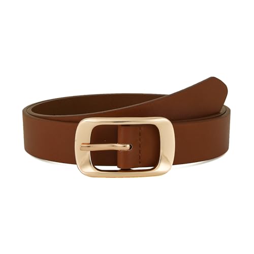 Earnda Women's Leather Belts for Jeans Dresses Ladies Waist Belt with Fashion Square-Buckle 1.10