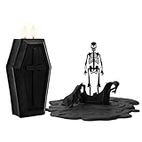 Asaleilipa Coffin Skeleton Candles, Spooky Halloween Skull Decorations Indoor, Gothic Vintage Decor Horror Candle Gift for Home Table Room Bar