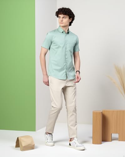 Image of Majestic Man Slim Fit Pure Cotton Half Sleeve Solid Casual Shirt