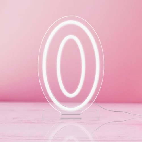 Image of YALLOVE Neon Sign Number 0, 9.8 inches Height USB Powered Night Light-up Numbers for Birthdays Decor, Party Anniversary, Cafe Bar Decor (Small)