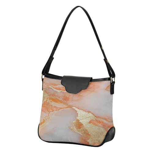 Sac à main tendance marbre pêche et blanc avec bretelles amovibles