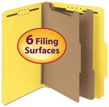 Smead 14064 Pressboard Classification Folder 2-Inch Exp. Two Dividers Letter Yellow 10/Box