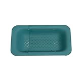 BtcFu シンク上水切りバスケット - 野菜や果物を洗い、調理したパスタの水切りと食器の乾燥 - 拡張可能 - 新しいホームキッチンの必需品 ポリプロピレン (グリーン)