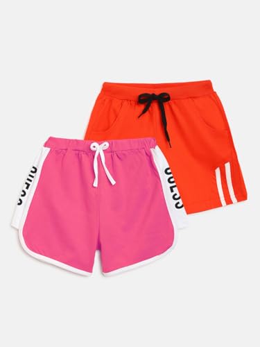 Image of Li'l Tomatoes Girls 100% Cotton Combo Shorts Pack of 2 | Soft & Breathable Summer Shorts | Elastic Waist Casual Wear | 2-14 Years
