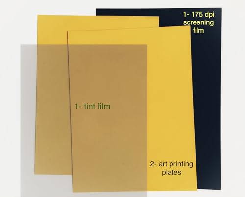 Art printing - Plate/Newly created Photopolymer plate for art printmaking - Easy to use - Create professional art prints / 2 plates Pack + 175 pdi screen film & Tint film (11 5/8” x 8 3/4”) Art printing - Plate/Newly created Photopolymer plate for art printmaking - Easy to use - Create professional art prints / 2 plates Pack + 175 pdi screen film & Tint film (11 5/8” x 8 3/4”)