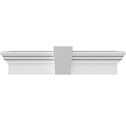 Ekena Millwork 62" Bottom Width x 68 1/4" Top Width x 9"H x 1"P Crosshead w/ Flat Keystone