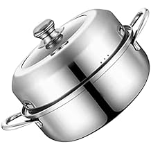 Single Stainless Steel Steamer Pot 28Cm Cookware Pot Vegetable Steamer with Insert Steamer Basket Steamer for Cooking Tempered Glass Lid,