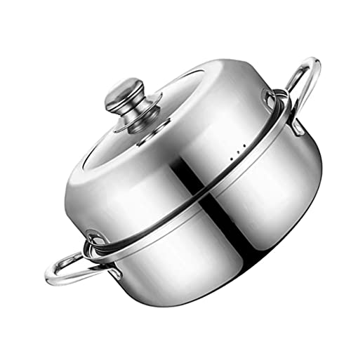GLJTUO Olla Vaporera Individual De Acero Inoxidable De 28 Cm, Olla para Cocinar Verduras con Cesta Vaporera Y Tapa De Vidrio Templado.,