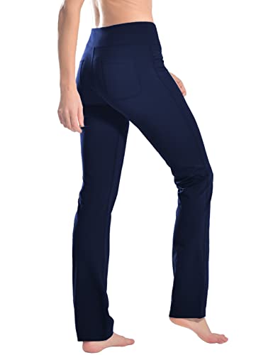Safort Women Straight Leg Yoga Dress Pants Stretch With Four Pockets For Work Regular Tall 34‘’, Blue, L #TOP1