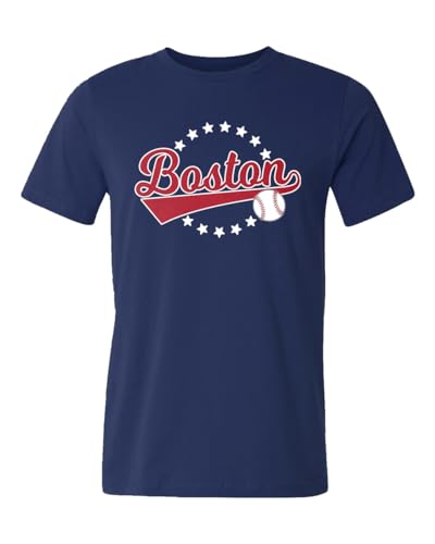 Baseball Fan Graphic Shirts for Game Day Outfit Adult Unisex Men's T-Shirt, L, Boston (Navy)