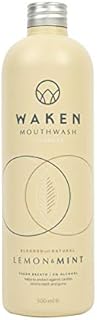 Waken Mouthwash for Fresh Breath 100 Natural Flavours Alcohol Free with Added Fluoride No Artificial Colours or Flavourings Vegan Eco Friendly Sustainable, Lemon & Mint, 500 ml