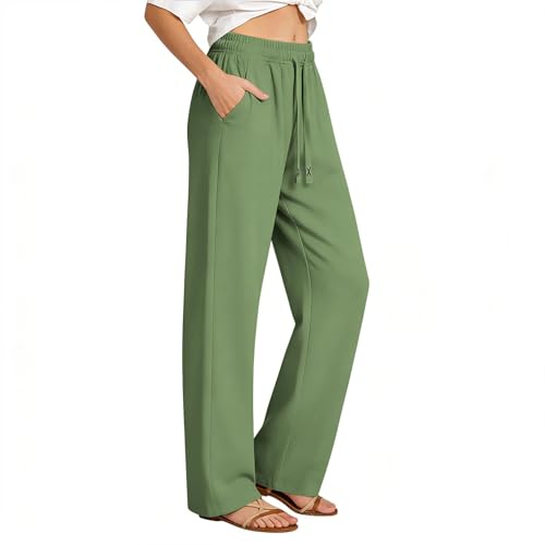 Pantalon Chandal Mujer Anchos Pantalon Deporte de Jogger Pantalones Elásticos de Cintura Alta con Cordón y Bolsillos Suaves Ligeros Pantalón y Secado Rápido