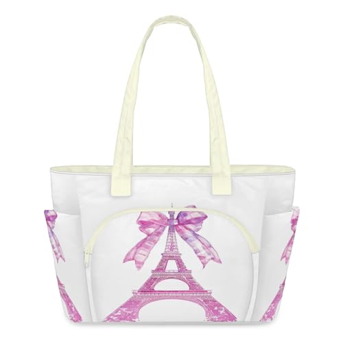 Sac fourre-tout léger matelassé Tour Eiffel avec grand zip pour femme