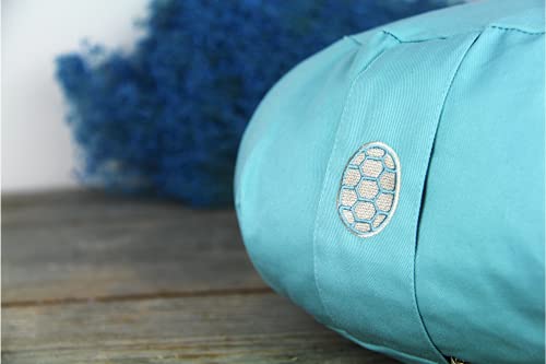 TORTUGA Meditation&Yoga - Cojín Zafu Relleno de Trigo sarraceno sostenible - Diseño Media Luna -Altura 15cm- Funda algodón 100% Natural fácil Lavado -Meditación/Yoga - Imagen 5