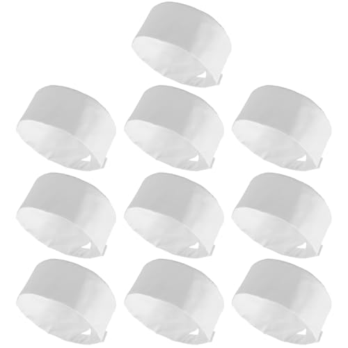 10 Pcs Chef Hat for Women Men Adjustable Unisex Sushi Beanie Chef Mesh Top Skull Cap Kitchen Cooking Food Cap with Breathable Mesh Top White