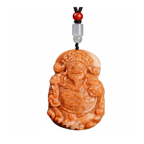 Collier pierre orange Hong Fei et pendentif fortune en jade rouge pour homme et femme