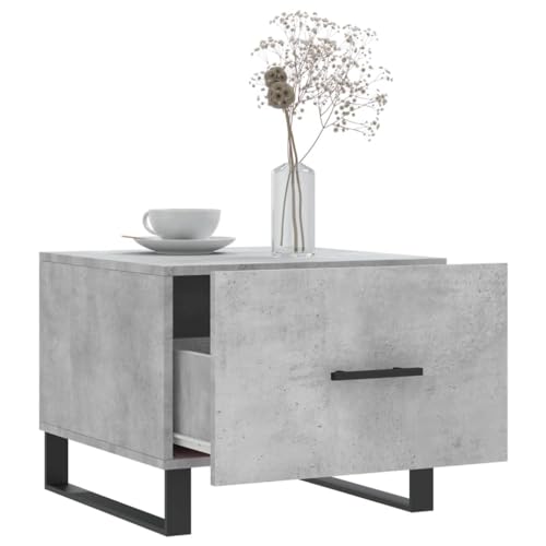 Table basse gris béton 50x50 cm lot de 2 avec tiroir