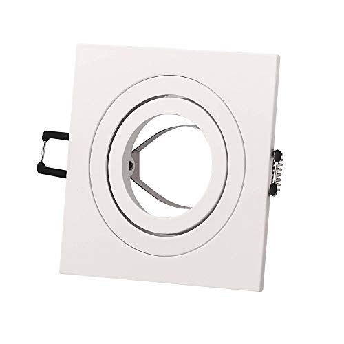Cadre de spot encastré carré blanc pivotant super plat - Cadre de montage pour ampoule GU10 MR16 90x90mm - Perçage Ø80mm aluminium encastré - Spot encastré Cover