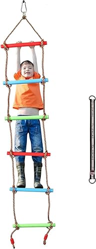 REDCAMP 6.6 Ft Rope Ladder for Kids, Climbing Ladder for Swing Set, Hanging Rope with 1 Strap, Great for Play Set, Outdoor, Tree House, Playground, Ninja Slackline