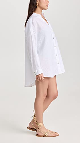 L*Space Rio Tunic for Women, Button Down Collared Shirt, Long Sleeve Top With Buttoned Cuffs, Beach Cover Up, 100% Linen4